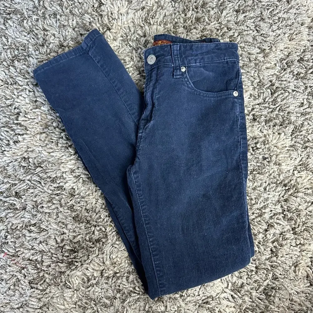 7 For all Mankind Navy Blue Skinny Cords Corduroy Pants Boys 12.